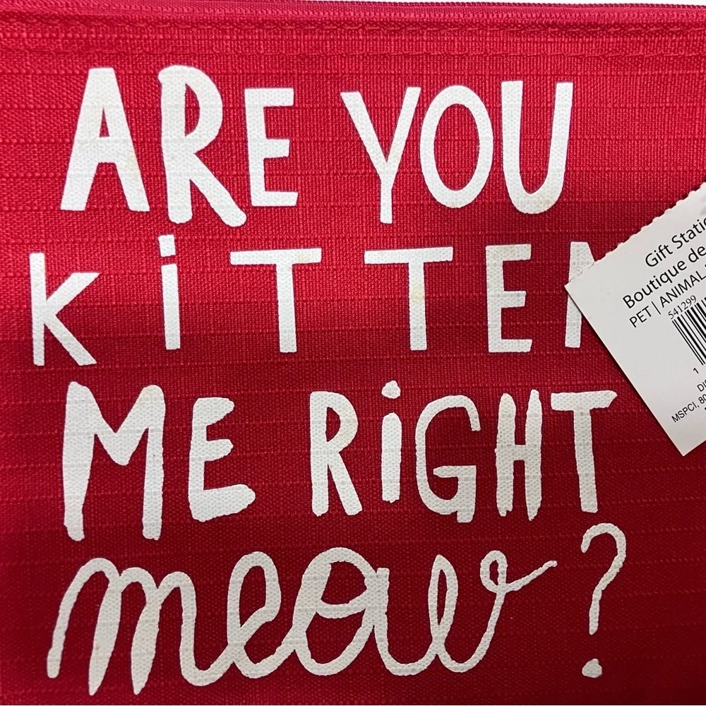 Red Pouch with Fun Cat Print
